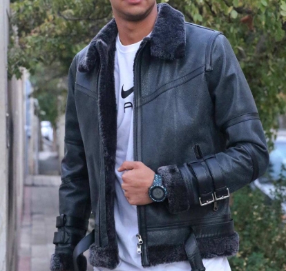 تصویر کاپشن چرمی مردانه مدل MN16 | چرم بوفالو