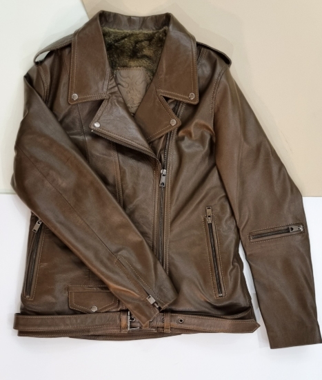 تصویر کاپشن چرم زنانه مدل پلیسی MN01