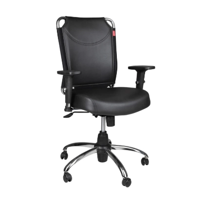 صندلی کارمندی چرمی جلیقه‌ای K350 سیستم با پایه فلزی و چرخ ژله‌ای PU