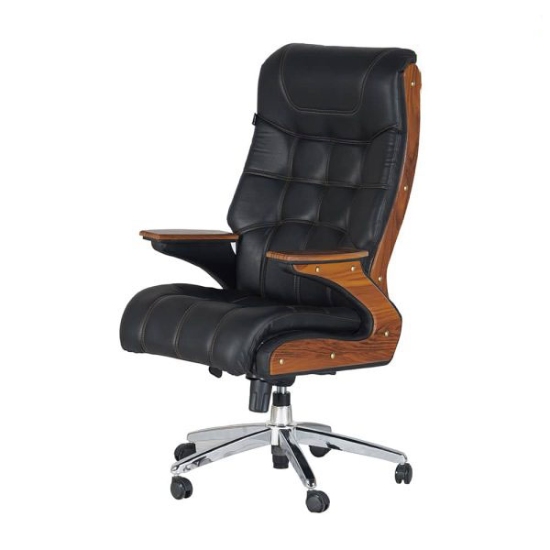 صندلی مدیریتی m10001 سیترال با روکش چرم الگرو روشن و پایه فولادی پنج‌پر